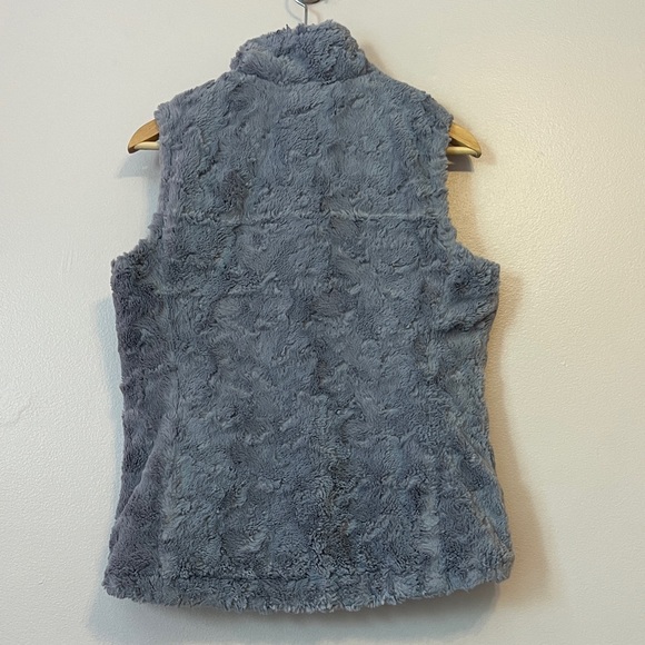 North Face Mossbud Swirl Insulated Reversible Faux Fur Vest Winter Gray Small - Picture 5 of 10